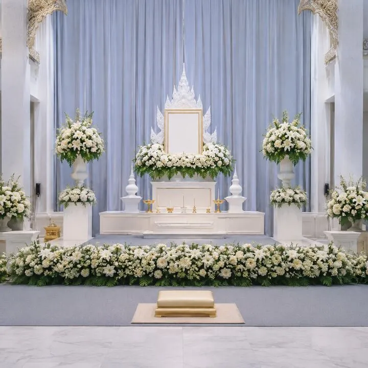 ดอกไม้งานศพ ในงานสวดพระอภิธรรม กรุงเทพ